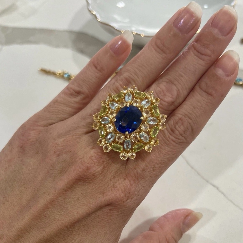 Magic Perfection Bold Statement Ring Blue Topaz 9… - image 3